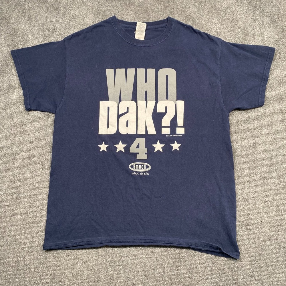Smack Talk Dallas cowboys "Who Dak?!" Prescott #4 Shirt‎ Blue Large